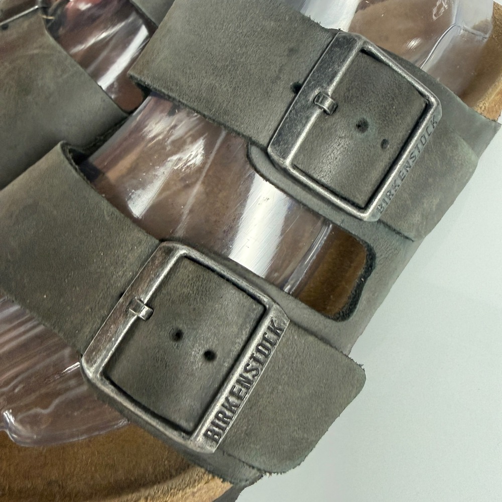 Birkenstock Arizona Sandals Womens 38 Iron Gray Oiled Leather Soft Footbed 11202 - Picture 4 of 12